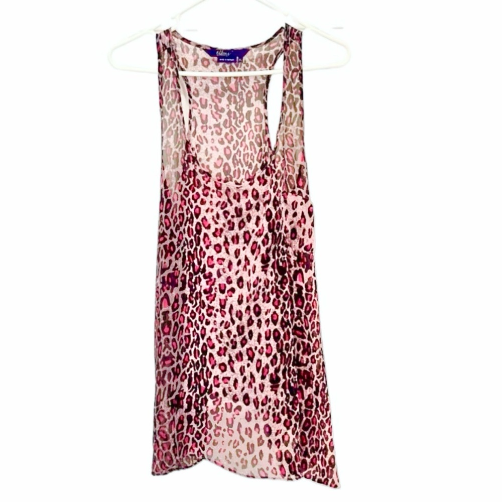 Miley Cyrus Women's Leopard Print Tank Top with Front Pocket